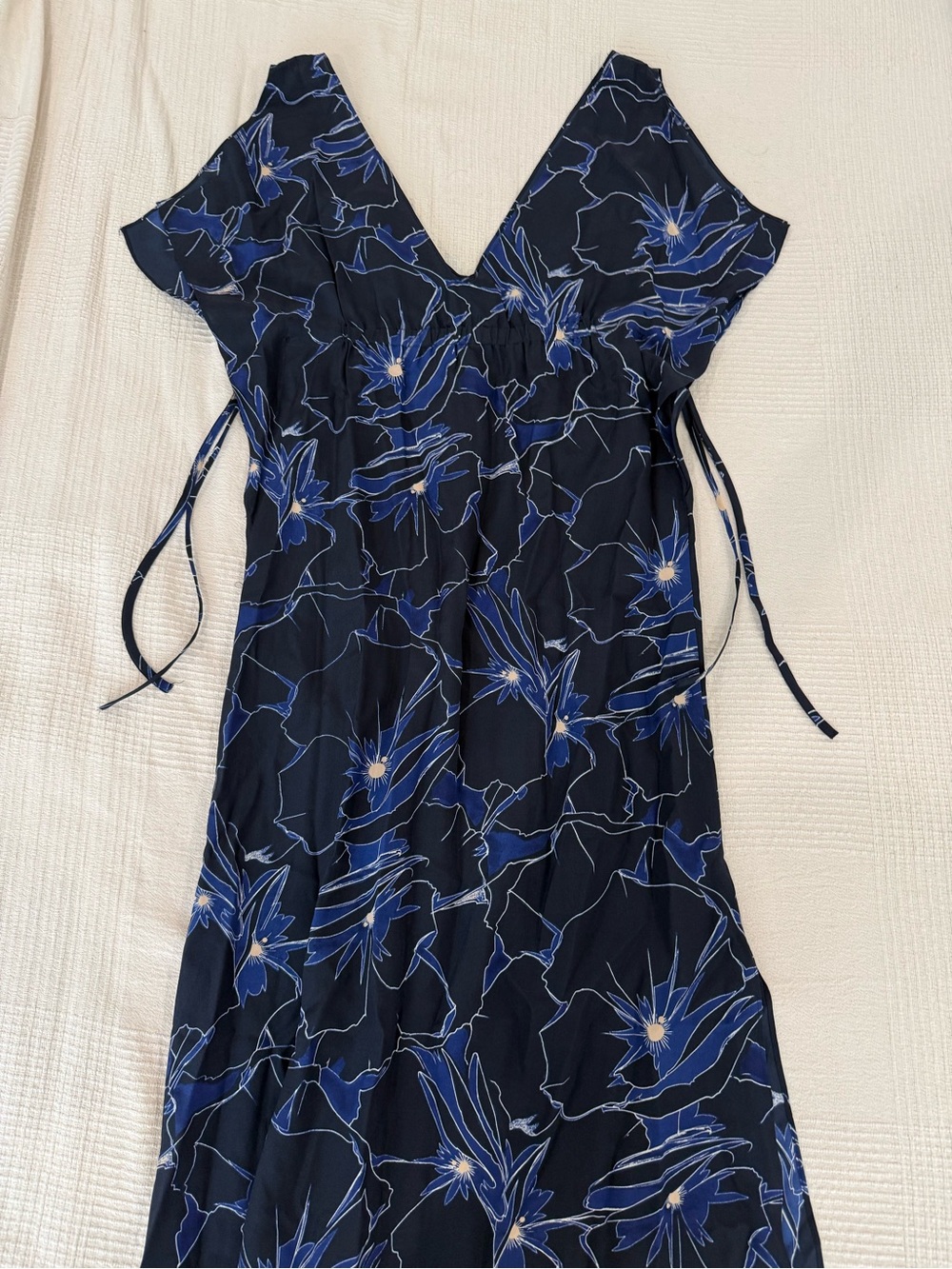 Club Monaco Navy Backless Floral Dress